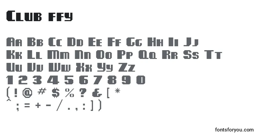 characters of club ffy font, letter of club ffy font, alphabet of  club ffy font